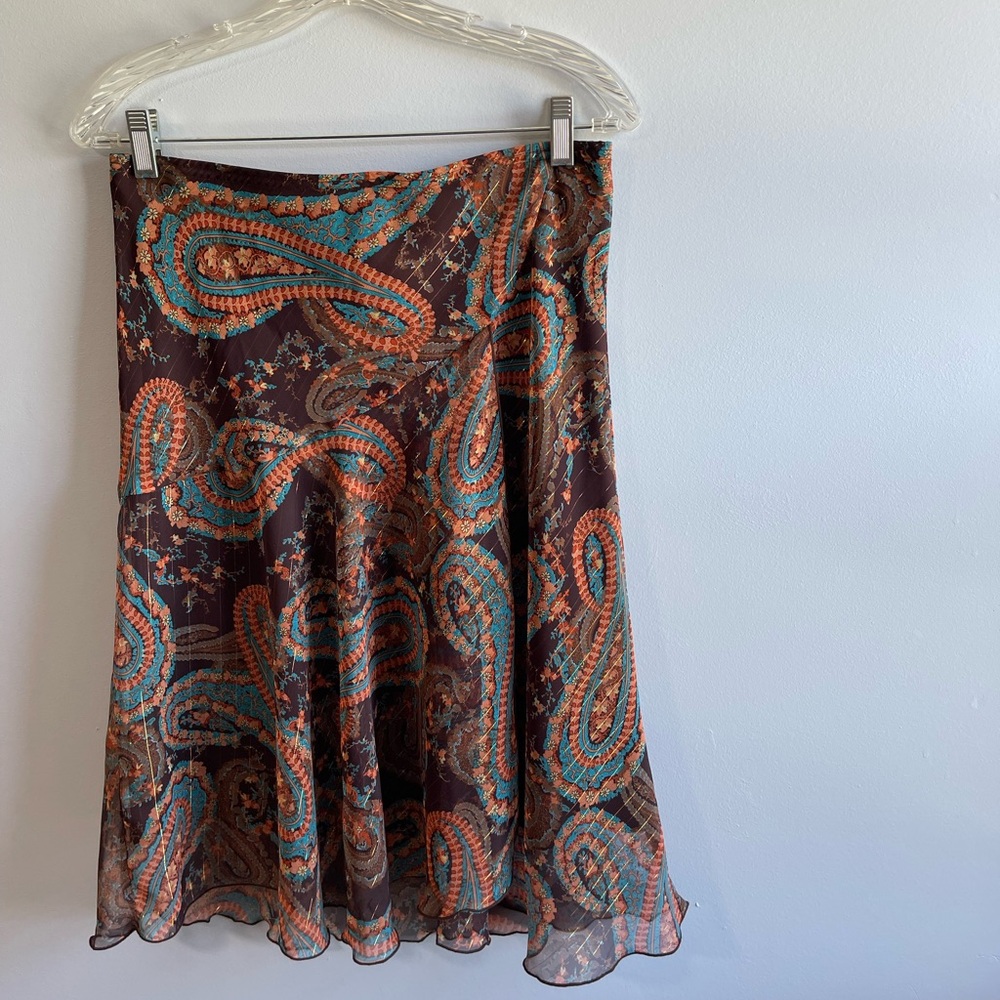 VTG Wrapper Made in USA Floral Paisley Boho Midi Skirt Y2K 00s